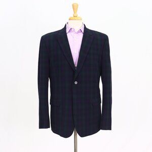 ASOS 46R Green Blazer Sport Coat Jacket 1-Button Check Y059